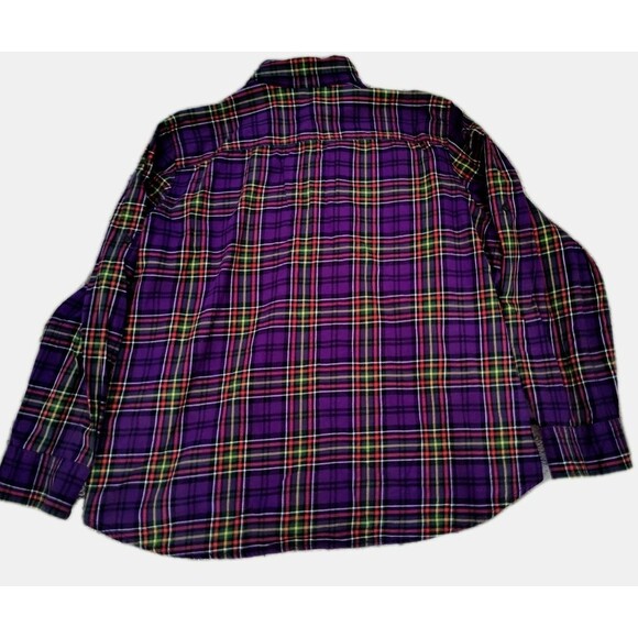 LRL Lauren Jeans Co. Ralph Lauren Size 2X Purple Plaid Cotton Shirt Button-Up - Picture 9 of 12